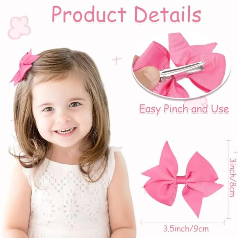 40 Pcs 3.5 Inch Grosgrain Ribbon Hair Bows with Alligator Clips